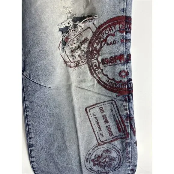 Ripped RARE Vintage Akademiks Printed baggy relaxed jeans 36